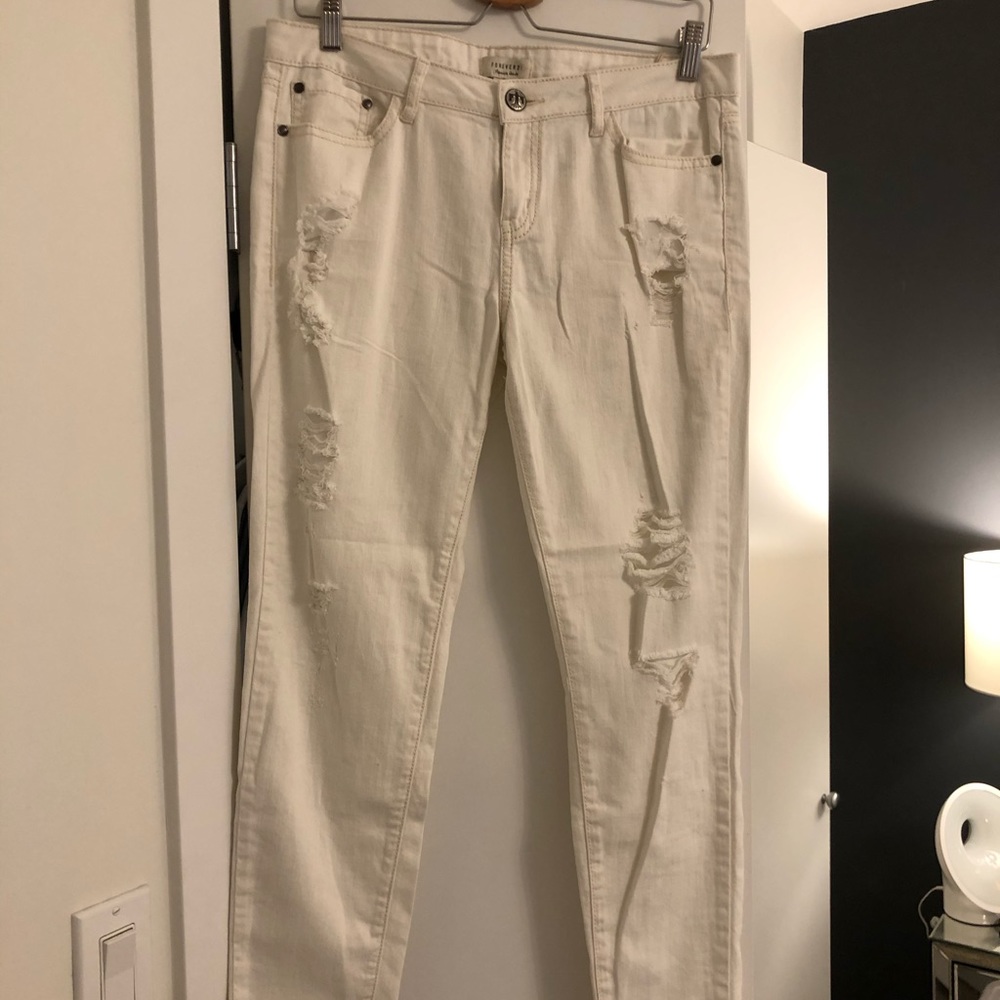 White Forever21 Jeans (ripped)